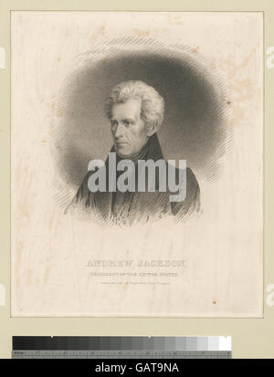 Portrait d'Andrew Jackson, le septième président des États-Unis, représenté dans une œuvre d'art historique. La peinture montre son leadership au début du XIXe siècle et reflète son influence sur la politique américaine. Banque D'Images