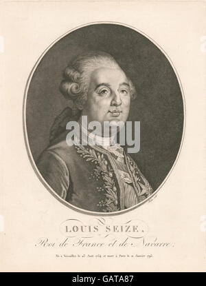 Ce portrait historique de Louis XVI, roi de France et de Navarre, est une représentation saisissante du monarque à la fin du XVIIIe siècle. La peinture souligne le comportement digne du roi, capturant son autorité royale et les gravitas de son règne pendant les périodes turbulentes. Banque D'Images