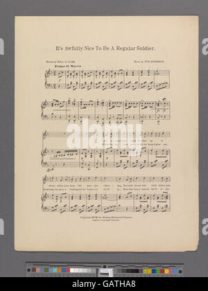 Une image associée à la chanson « It's Awfully Nice to be a Regular Soldier », capturant un sentiment culturel ou un thème social du début du XXe siècle. Banque D'Images