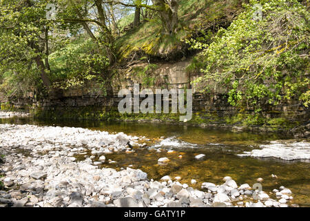 De galets, de grès et de shale d'appoint dans le cours supérieur de la rivière South Tyne, Garrigill, Cumbria, England, UK Banque D'Images