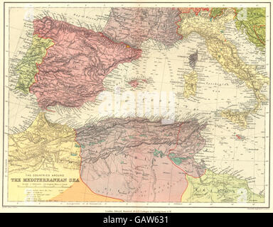 Méditerranée occidentale : Espagne Portugal Maroc Algérie Italie. Stanford, 1892 map Banque D'Images