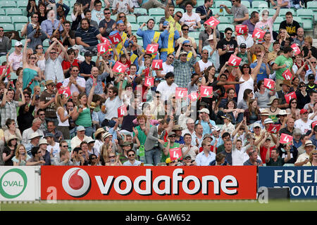 Cricket - Twenty20 Cup 2008 - Division Sud - Surrey Brown Caps v Sussex Sharks - The Brit Oval. Les fans célèbrent une frontière Banque D'Images