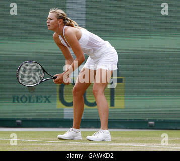 Maria Sharapova en Russie contre Alla Kudryavtseva en Russie lors des championnats de Wimbledon 2008 au All England tennis Club de Wimbledon. Banque D'Images