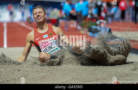 Amsterdam, Pays-Bas. Le 06 juillet, 2016. Amsterdam, Pays-Bas. 6 juillet, 2016. Fabian Heinle d'Allemagne en compétition dans l'épreuve du saut en longueur à la phase de qualification des Championnats d'Europe d'athlétisme au Stade olympique à Amsterdam, Pays-Bas, 06 juillet 2016. Dpa : Crédit photo alliance/Alamy Live News Banque D'Images