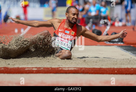 Amsterdam, Pays-Bas. Le 06 juillet, 2016. Amsterdam, Pays-Bas. 6 juillet, 2016. L'Allemagne Alyn Camara participe à la men's long saut de qualification au Championnats d'Europe d'athlétisme au Stade olympique à Amsterdam, Pays-Bas, 06 juillet 2016. Dpa : Crédit photo alliance/Alamy Live News Banque D'Images