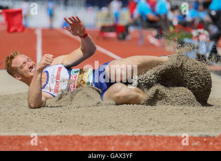 Amsterdam, Pays-Bas. Le 06 juillet, 2016. Amsterdam, Pays-Bas. 6 juillet, 2016. Greg Rutherford de la Grande-Bretagne est en concurrence dans l'épreuve du saut en longueur à la phase de qualification des Championnats d'Europe d'athlétisme au Stade olympique à Amsterdam, Pays-Bas, 06 juillet 2016. Dpa : Crédit photo alliance/Alamy Live News Banque D'Images