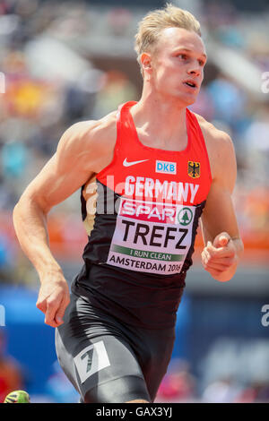 Amsterdam, Pays-Bas. Le 06 juillet, 2016. Amsterdam, Pays-Bas. 6 juillet, 2016. Johannes Trefz d'Allemagne en action au cours de la men's 400m à la ronde de qualification Championnats d'Europe d'athlétisme au Stade olympique à Amsterdam, Pays-Bas, 06 juillet 2016. Dpa : Crédit photo alliance/Alamy Live News Banque D'Images