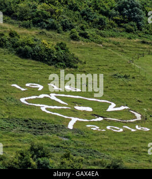 Salisbury, Royaume-Uni. Le 06 juillet, 2016. 25 m de haut d'un coquelicot design ajouté le insignes régimentaires à Fovant près de Salisbury Wilts Angleterre. C'est la première nouvelle plus depuis 1970. Premier insigne a été créé en 1916 par des soldats qui étaient stationnés à proximité pendant la guerre. prises 6 juillet Crédit : Norman Frank Lestringant/Alamy Live News Banque D'Images