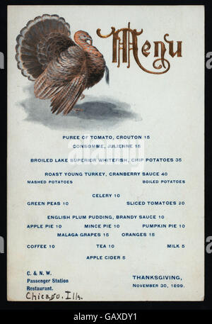 Dîner de Thanksgiving (organisé par) C. & N. W. PASSENGER STATION (AT) CHICAGO, ILLINOIS (RR) ; ( Hadès-271936-468096) Banque D'Images