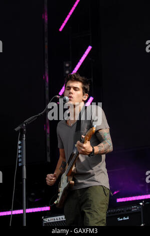 Hard Rock - première journée.John Mayer joue sur la scène principale pendant la première journée de Hard Rock Calling à Hyde Park, dans le centre de Londres. Banque D'Images