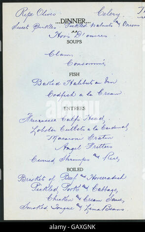 Le dîner (organisé par) l'Occidental & ORIENTAL STEAMSHIP COMPANY (at) SS DORIC (SS) ; ( Hadès-273728-4000009550) Banque D'Images