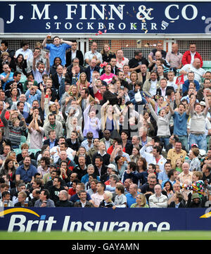 Cricket - Twenty20 Cup 2008 - Division Sud - Surrey Brown Caps v Middlesex Crusaders - The Brit Oval. La foule fête dans les tribunes Banque D'Images