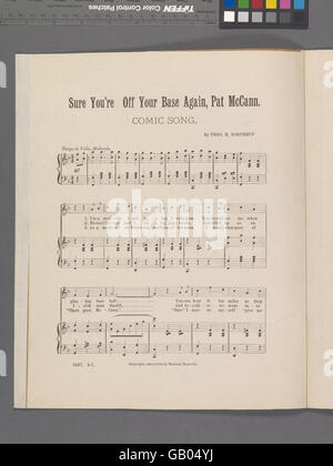'Bien sûr ! You're Off Your base Again, Pat McCann' semble être une chanson ou un récit impliquant peut-être un personnage nommé Pat McCann, mettant en évidence une situation humoristique ou légère. Banque D'Images