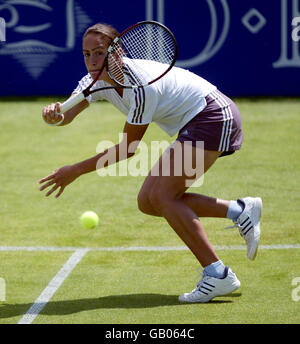 Tennis, DFS Classic, Birmingham. Jane O'Donoghue retourne à Elena Baltacha Banque D'Images