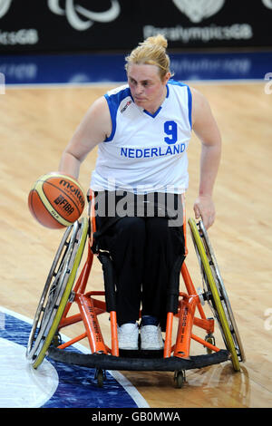 Le basket-ball en fauteuil roulant - Coupe du monde paralympique Visa 2008 - SportCity - Manchester Banque D'Images