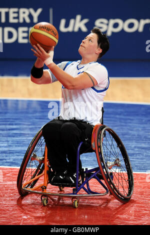 Le basket-ball en fauteuil roulant - Coupe du monde paralympique Visa 2008 - SportCity - Manchester Banque D'Images