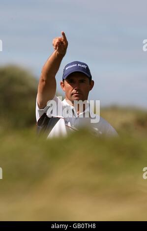 Golf - Championnat ouvert 2008 - quatrième jour - Royal Birkdale Golf Club.Padraig Harrington, de la République d'Irlande, sur le 9ème trou. Banque D'Images