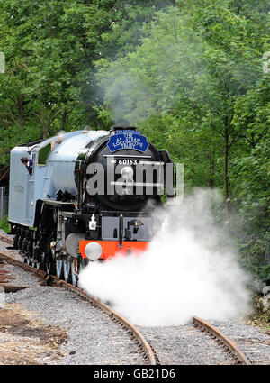 Le Peppercorn Class A1 Pacific 60163 Tornado, une réplique des dernières locomotives à vapeur pour passagers, lors de sa première course d'essai à Darlington. Banque D'Images