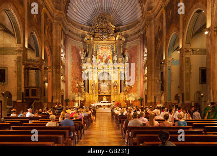 Intérieur de l'Esglèsia de Nostra Senyora dels Àngels ( église Notre Dame des Anges ), Pollensa, Mallorca, Espagne Europe Banque D'Images