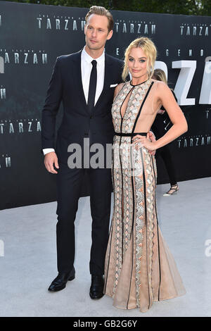 Margot Robbie et Alexander Skarsgard participant à la légende de Tarzan Première européenne tenue à Odéon, Leicester Square, Londres. Banque D'Images