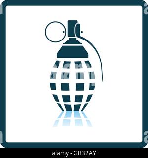 Icône grenade défensive. Reflet de l'ombre. Vector illustration. Illustration de Vecteur