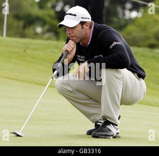 Golf - Johnnie Walker Championship - deuxième jour - Gleneagles.Bradley Dredge du pays de Galles sur la 13e partie lors de la deuxième partie du championnat Johnnie Walker à Gleneagles, Perthshire. Banque D'Images