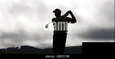 Colin Montgomerie en Écosse sur la 12e manche du deuxième tour du championnat Johnnie Walker à Gleneagles, dans le Perthshire. Banque D'Images