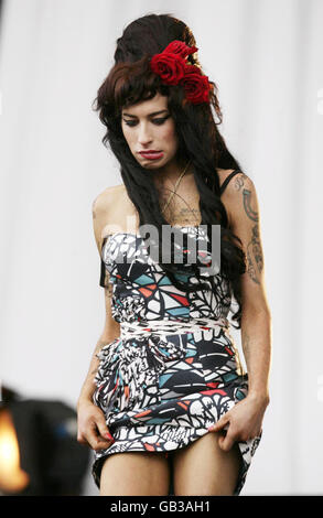 V Festival 2008 - Essex.Amy Winehouse se produit le deuxième jour du V Festival à Hylands Park, Chelmsford, Essex. Banque D'Images