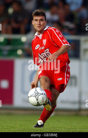 Football - coupe Intertoto de l'UEFA - deuxième tour - deuxième jambe - Pasching v Pobeda. Cedomir Mijanovic, Pobeda Banque D'Images