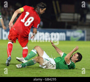 David Healy (à droite) d'Irlande du Nord et Tomas Ujfalusi de République tchèque lors du match du troisième groupe de qualification à la coupe du monde à Windsor Park, Belfast. Banque D'Images