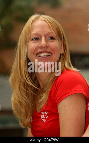 Jeux Olympiques - Jeux Olympiques de Beijing 2008 - jour treize.Gail Emms, joueur de badminton de Grande-Bretagne, lors d'un petit-déjeuner médiatique de l'équipe B&Q à Beijing, en Chine. Banque D'Images