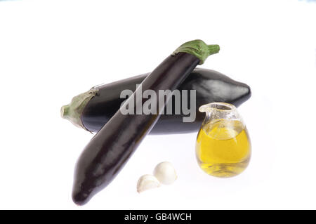 Aubergine, huile d'olive, d'ail Banque D'Images