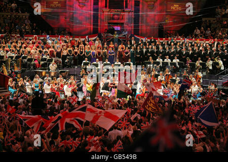 Vue générale de la dernière nuit des Proms au Royal Albert Hall, Londres. Banque D'Images