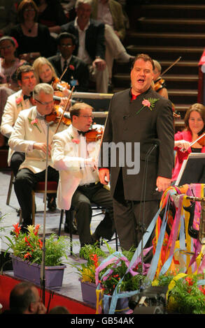 Le bar-baryton gallois Bryn Terfel se produit à la dernière nuit des Proms au Royal Albert Hall, Londres. Banque D'Images