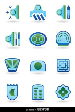 Bâtiments publics urbains icons set - vector illustration Illustration de Vecteur