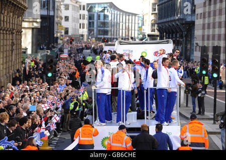 Olympiades - Team GB Beijing Homecoming Parade - Londres. Parade olympique de l'équipe GB à Londres. Banque D'Images