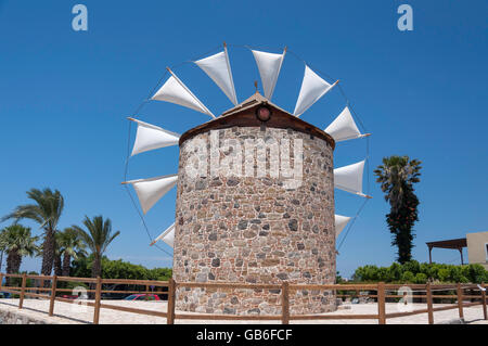 Le moulin Antimachia, Antimachia, Kos (Cos), du Dodécanèse, Grèce, région sud de la Mer Egée Banque D'Images
