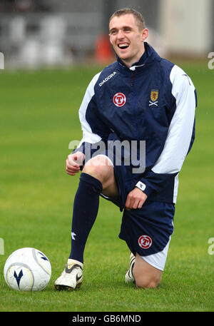 Soccer - session d'entraînement en Écosse - Strathclyde Homes Stadium.Darren Fletcher en Écosse pendant une séance d'entraînement au stade Strathclyde Homes, à Dumbarton. Banque D'Images