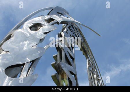 La galaxie spirale sculpture en face de l'Adler Planetarium à Chicago, IL, USA Banque D'Images