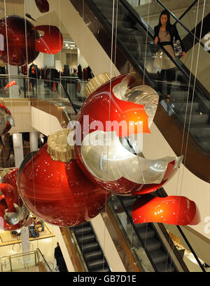 Décorations de Noël à Selfridges Banque D'Images