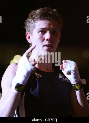 Luke Campbell en Angleterre lors de la finale des championnats d'Europe de boxe de 54 kg à l'ECHO Arena de Liverpool. Banque D'Images