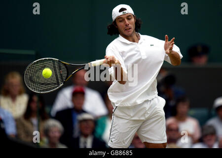 Tennis - Wimbledon 2003 - Demi-finale, Sébastien Grosjean v Mark Philippoussis Banque D'Images