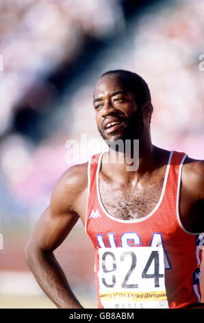 Athlétisme - Jeux Olympiques de Los Angeles 1984 - 400m haies hommes Banque D'Images