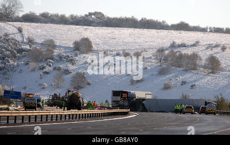 Après l'arrêt d'autoroute accident mortel Banque D'Images