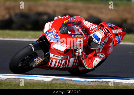 Motocyclisme - moto GP - Grand Prix d'Australie de GMC - course - Phillip Island.Casey Stoner (AUS) de Ducati Marlboro pendant le Grand Prix moto d'Australie Banque D'Images
