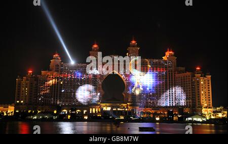 L'Hôtel Atlantis Fête de lancement - Fireworks - Dubaï Banque D'Images