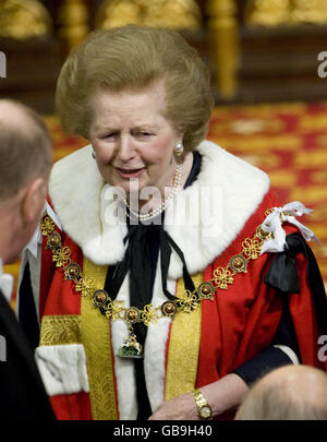 Lady Thatcher à l'ouverture d'État du Parlement dans le centre de Londres. Banque D'Images