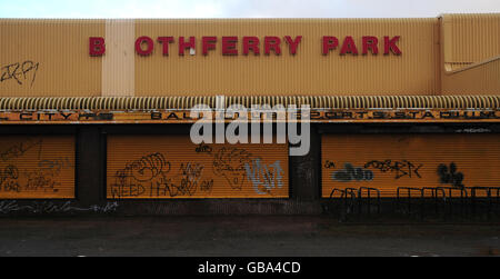 Une vue générale de l'ancien stade de la ville de Hull football Club, Boothferry Park, Hull, aujourd'hui abandonné. Banque D'Images