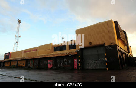 Une vue générale de l'ancien stade de la ville de Hull football Club, Boothferry Park, Hull, aujourd'hui abandonné. Banque D'Images