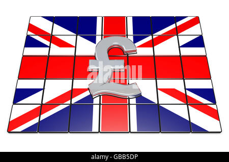 3d illustration Livre Sterling sur Drapeau Angleterre Banque D'Images